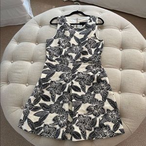 Jcrew sleeveless dress with black floral patterned
